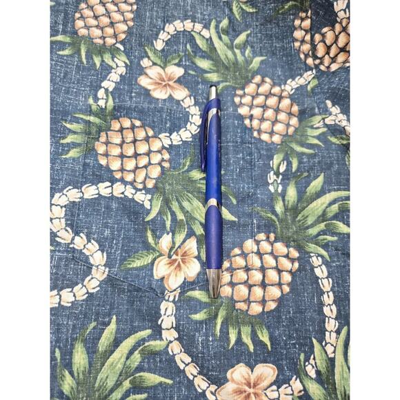 Reyn Spooner Blue Floral Pineapple Hawaiian Camp Shirt - Men’s Size Large EUC - Picture 4 of 14